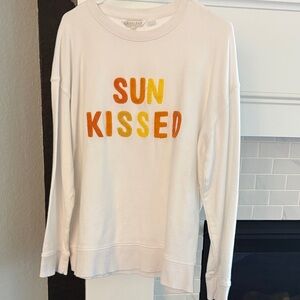 Shiraleah White Crewneck Sweatshirt with Orange & Yellow Chenille Letters